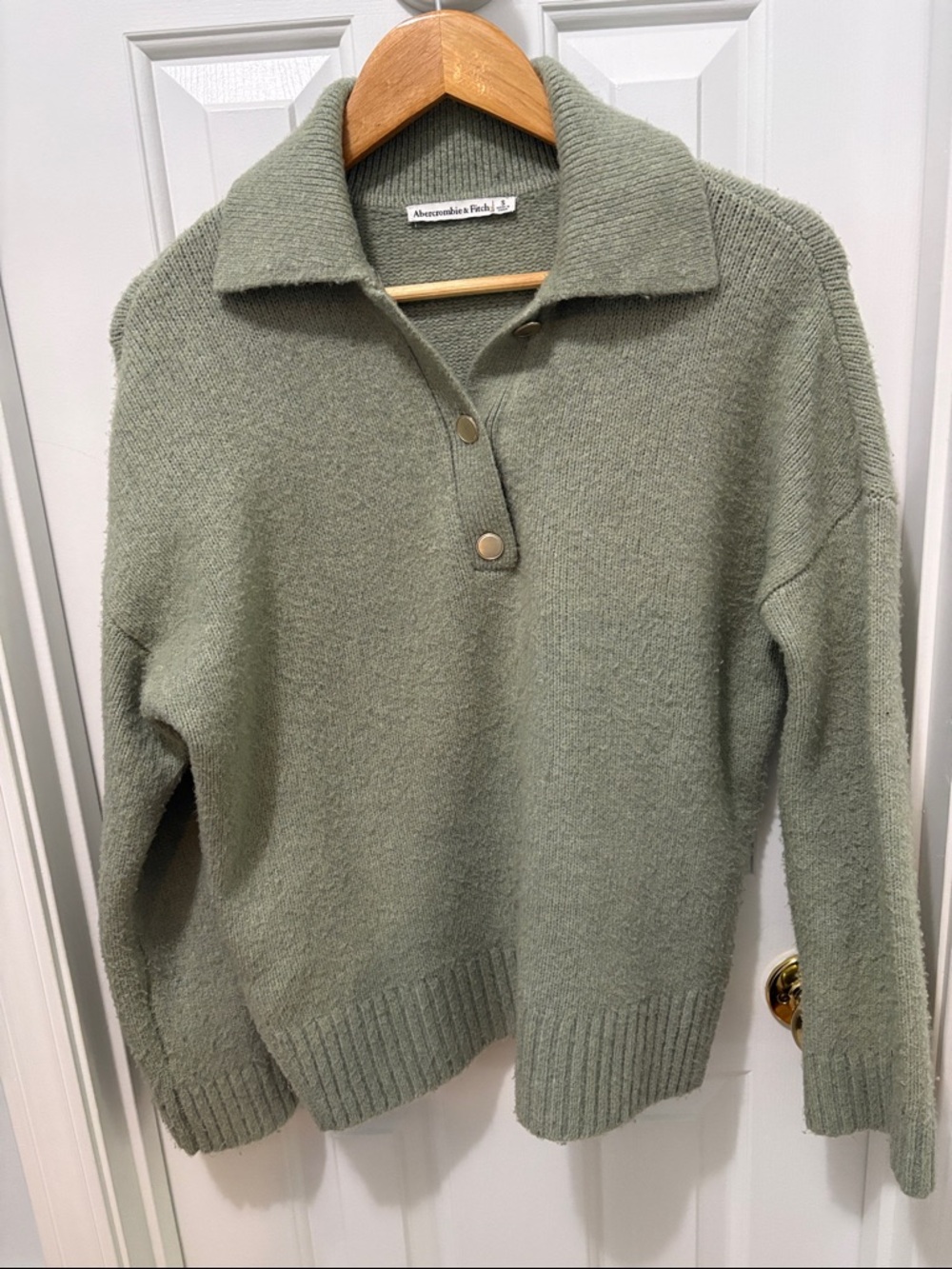 Abercrombie & Fitch sage Green Collared Pullover Sweater wool blend Small